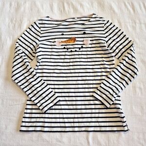 Boden women's size 8 black & white snowman sequin shirt VVGUC